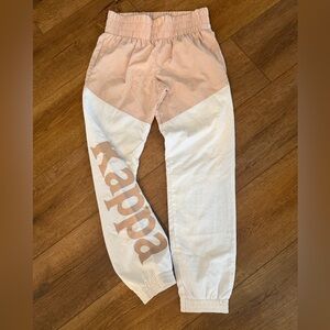 Kappa Pink and White Women's Joggers 90 Bordos Mesh Lined Pockets / medium